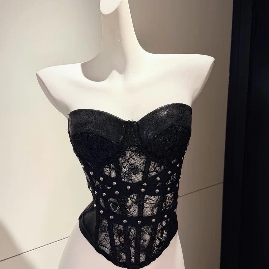 Black Mix Laces Tube Top
