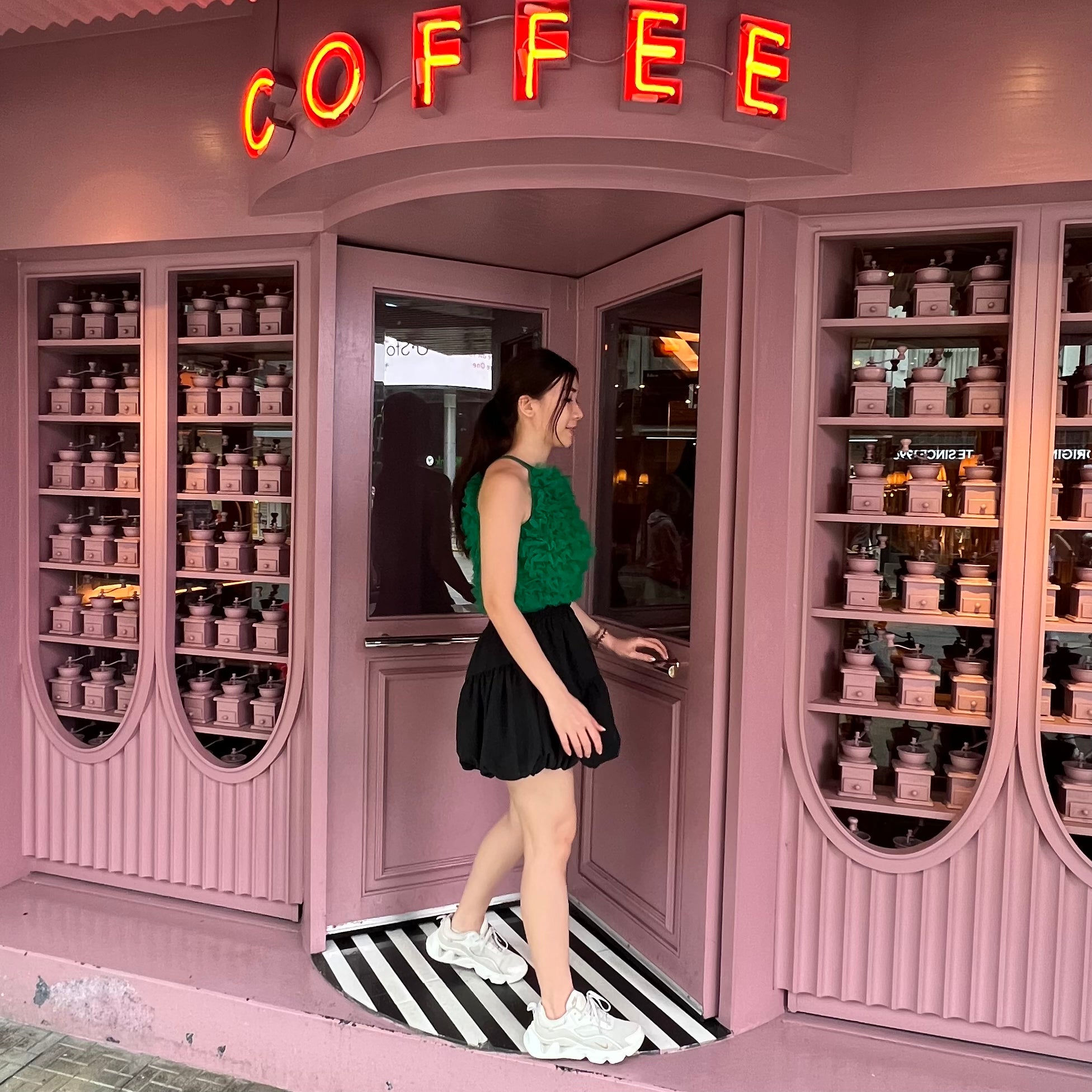 Premium Mesh Sleeveless Green Crop Top