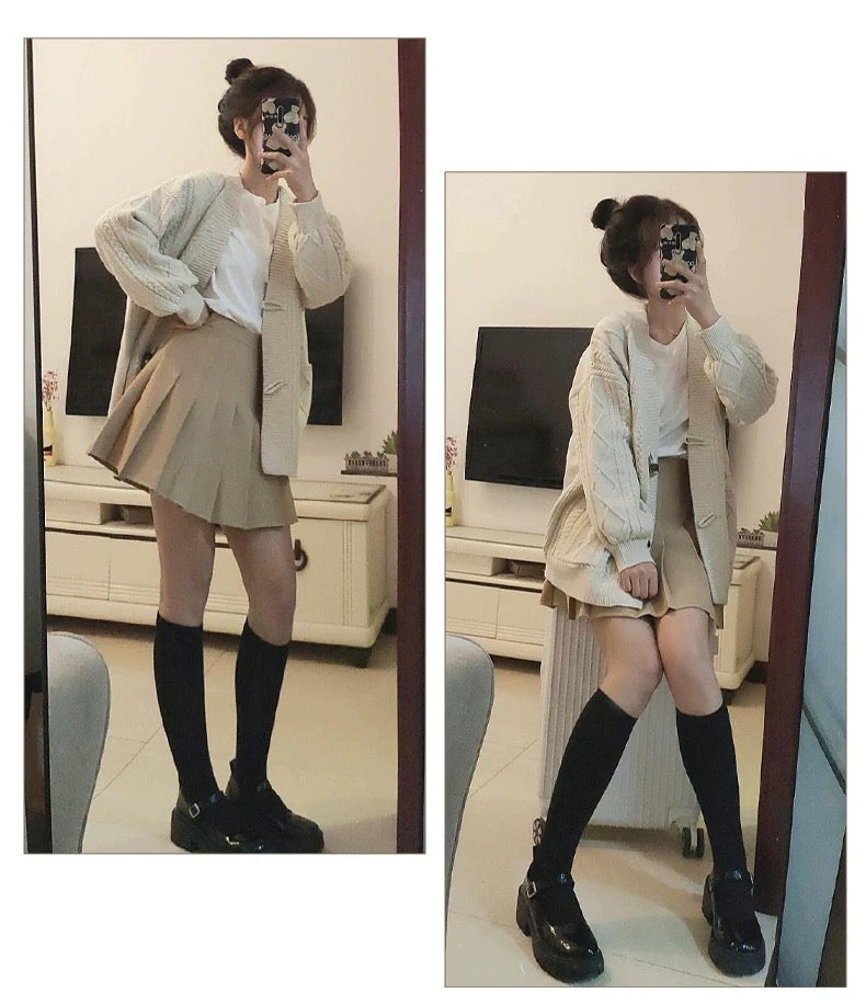 Basic High Waist Pleated Skirt