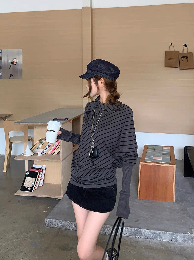 Stripe Grey Long Sleeve Top