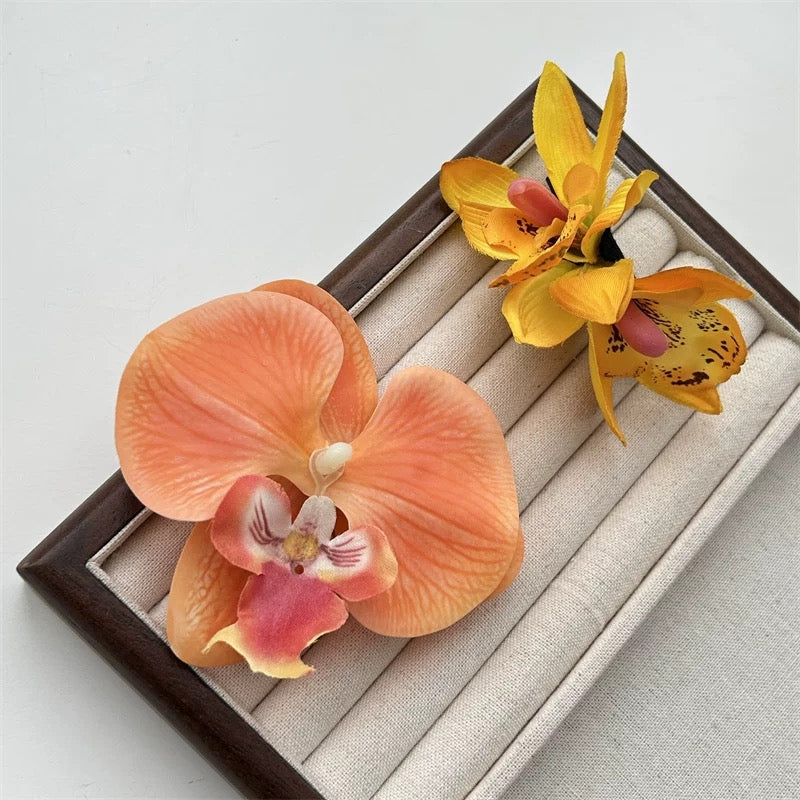 Summer FP13 Orange Floral Hair Pin Set