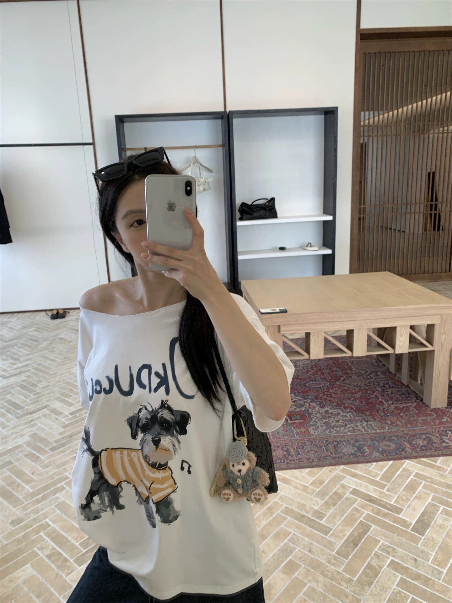 Schnauzer Off Side Shoulder Top Tee