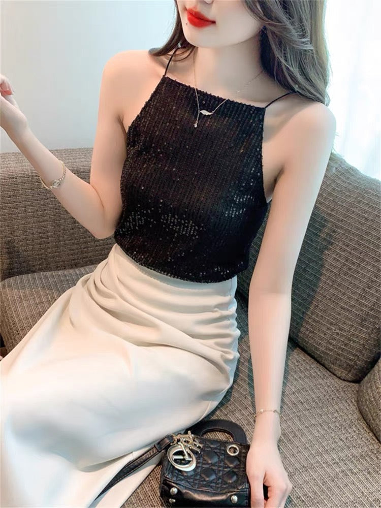 Shiny Spaghetti Strap Top