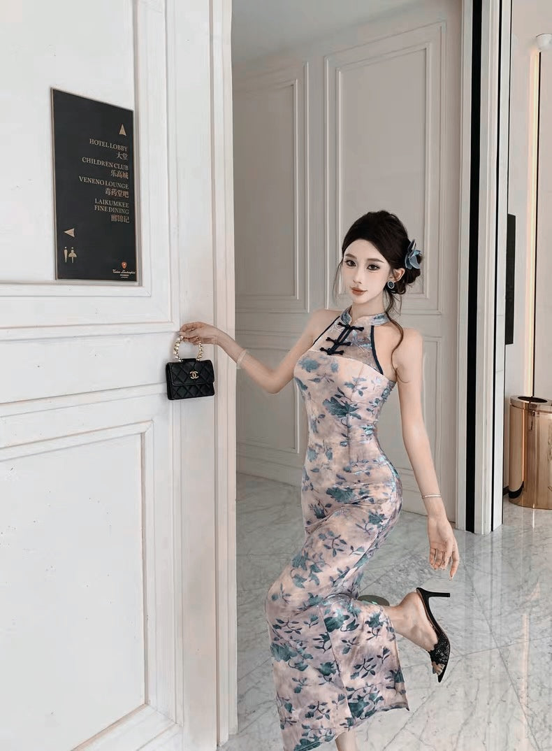 Blue Cheongsam CD034 Long Dress (S, M, L)