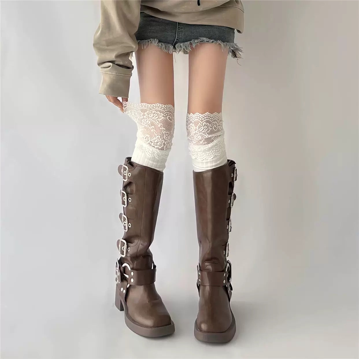 S003 Lace Cotton Long Socks