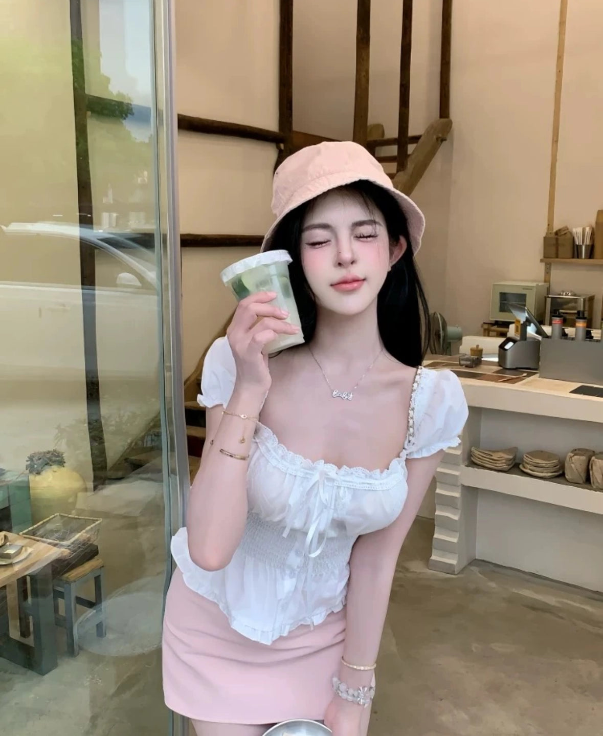 Puff Sleeve White Top (S, M, L)