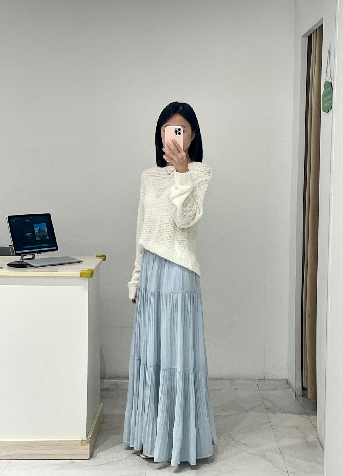 Pleated Chiffon Maxi Long Skirt