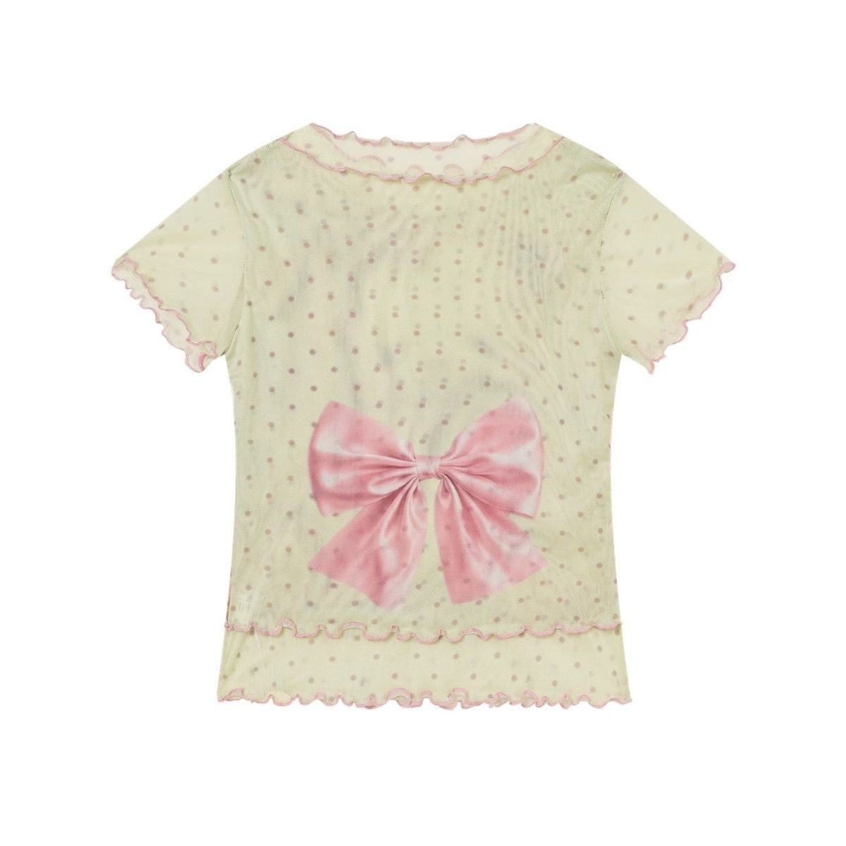 Teddy Pink Ribbon Mesh Top