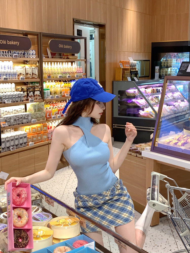 Mina Blue Waist  Mini Skirt (XS)