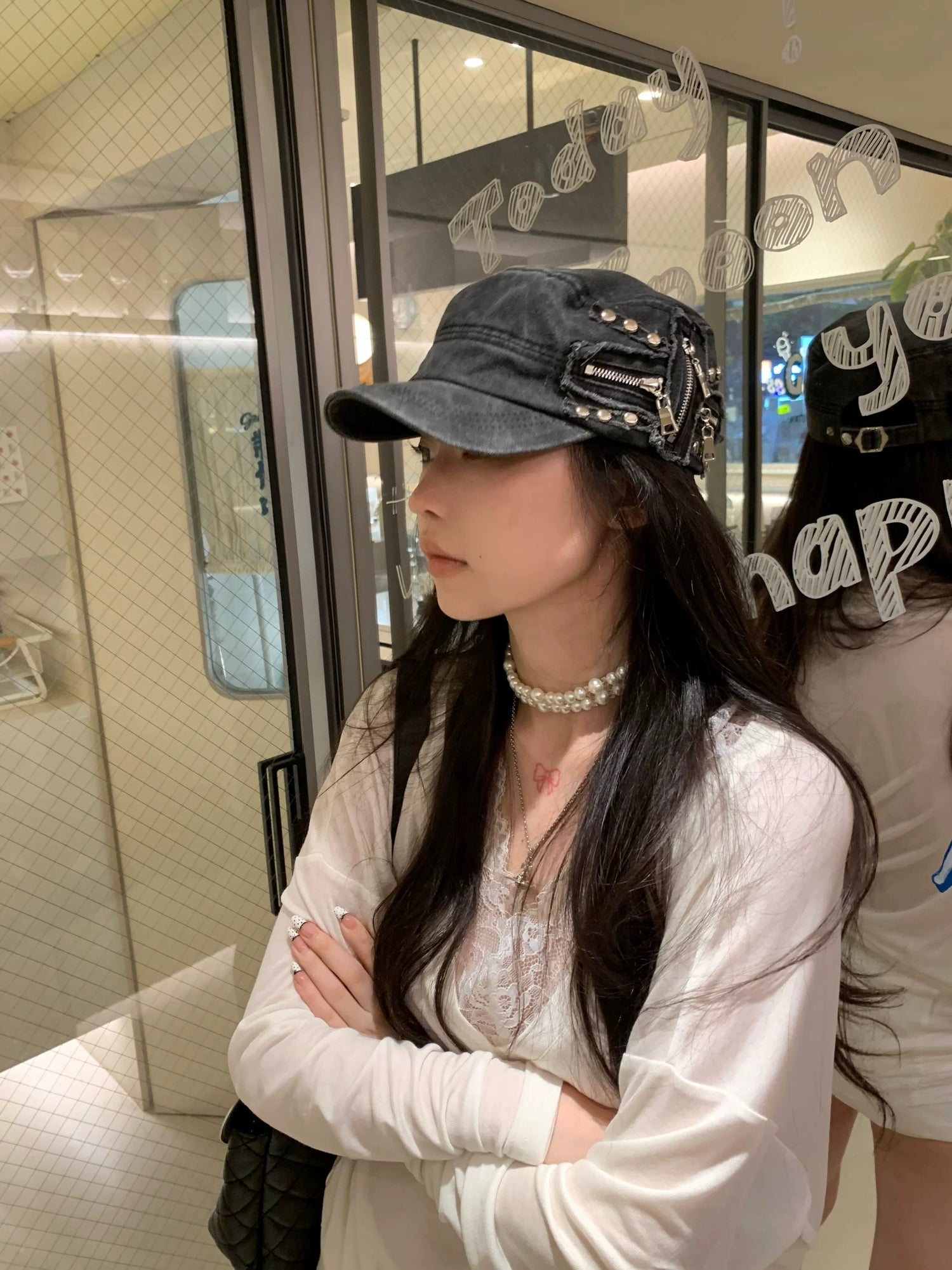 H36 Punk Zips Hat (White, Grey)