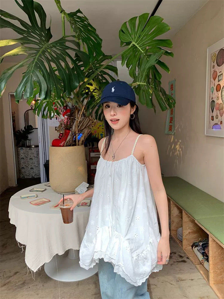 White Strap Dolly Top