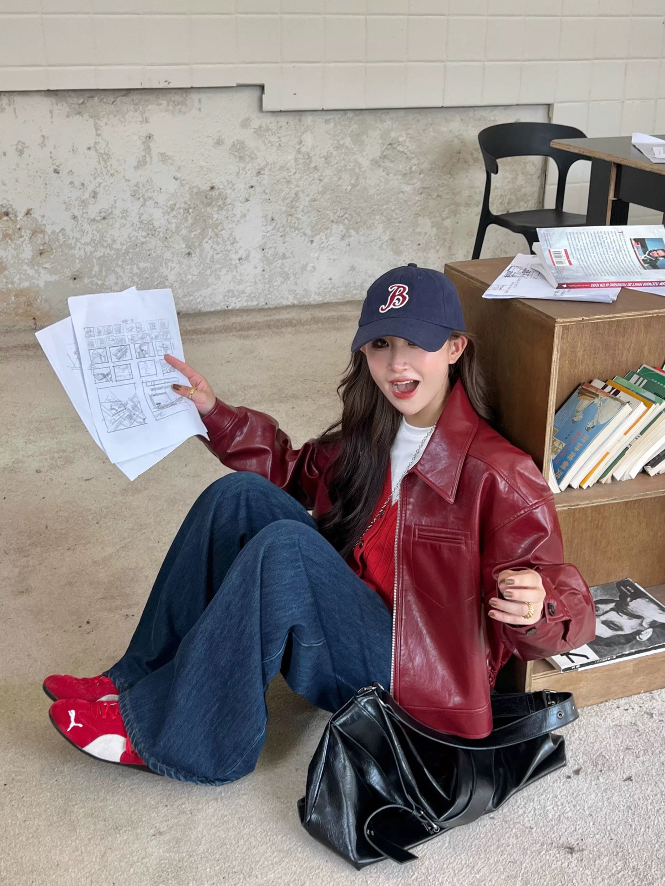 Red PU Leather Jacket