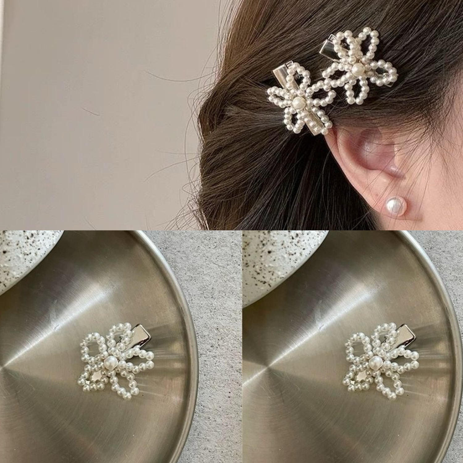 Mini Pearl Flower Hair Pin Set