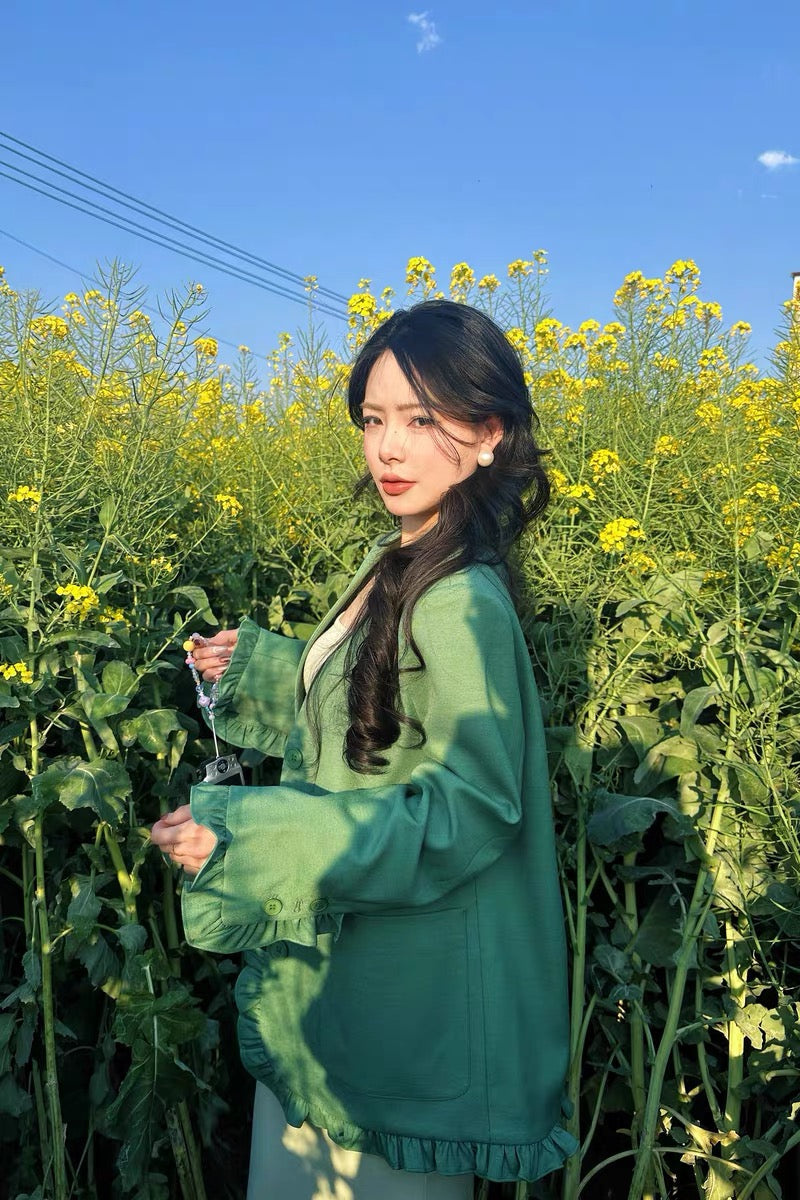 Green Blazer Long Sleeve Jacket