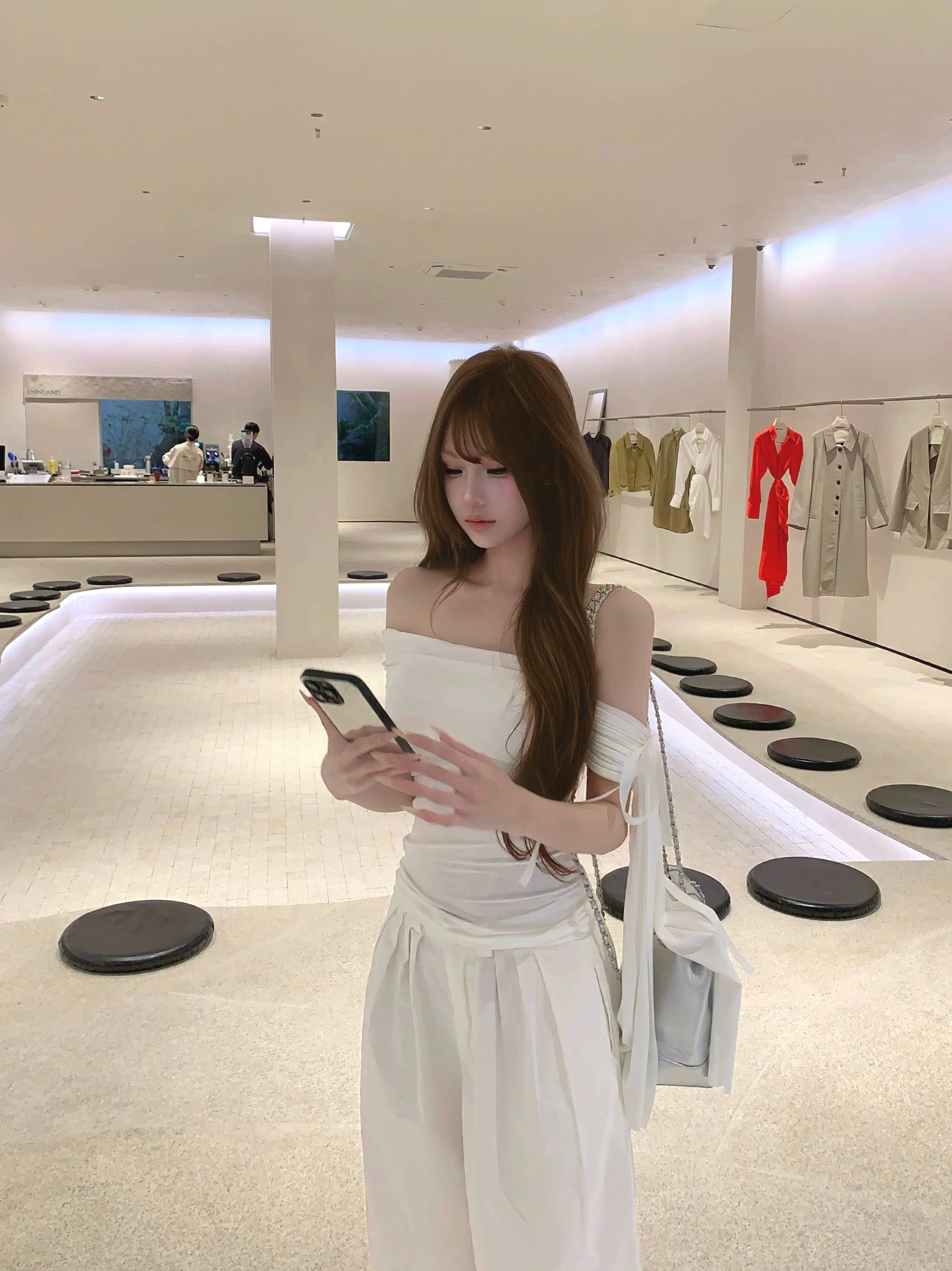 White Side Off Shoulder Sleeve Top