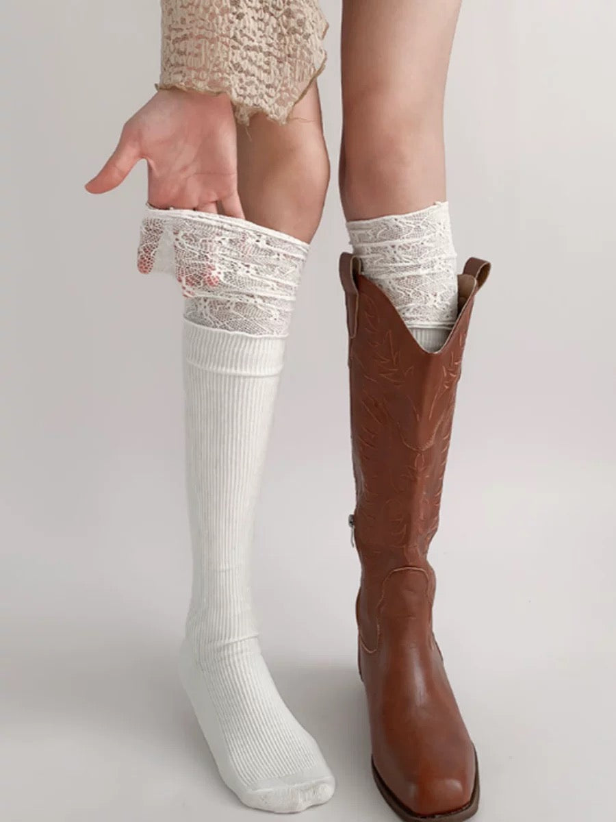 S003 Lace Cotton Long Socks