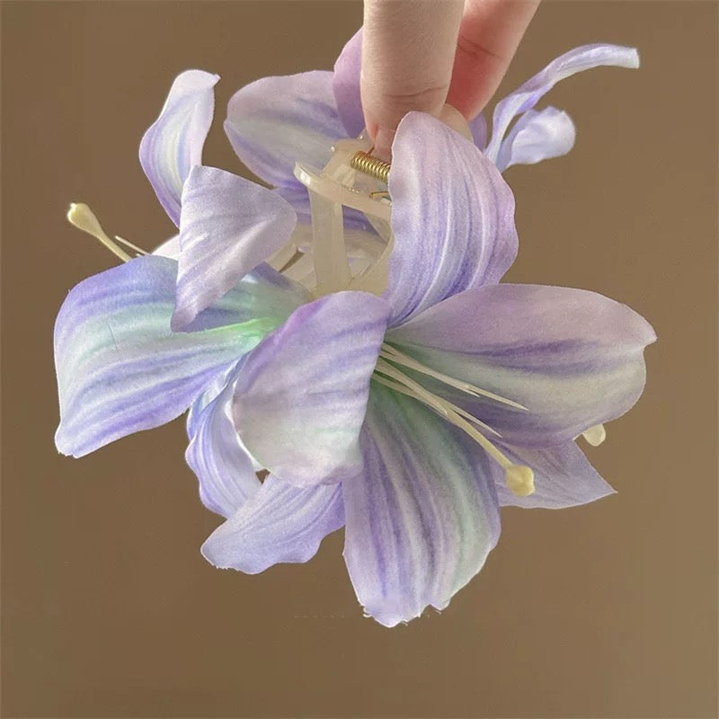 Summer Purple Floral Big Hair Clip