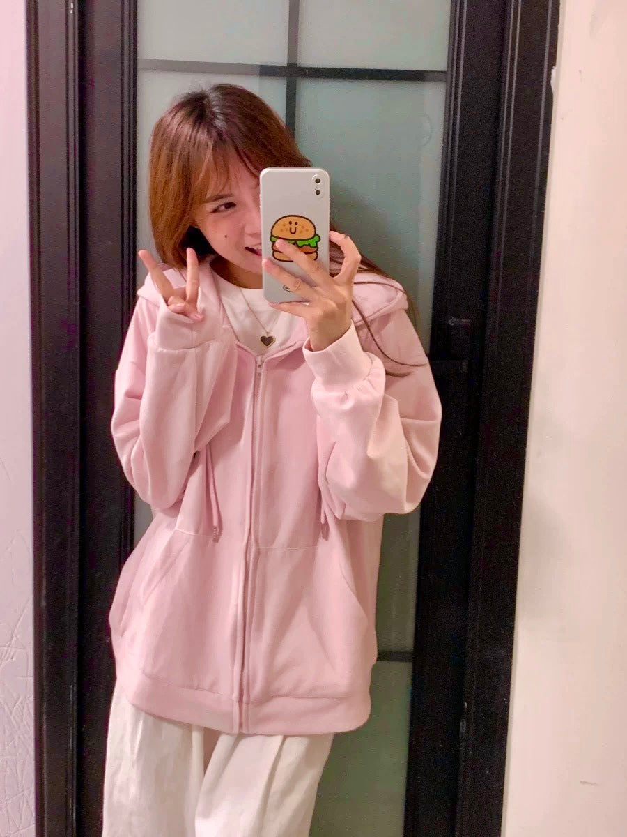 Pink Long Sleeve Cotton Jacket