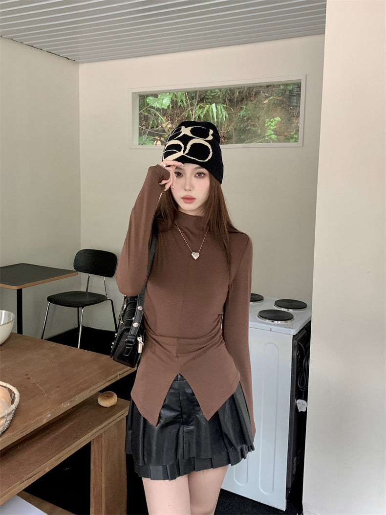 Halter Collar Long Sleeve Top