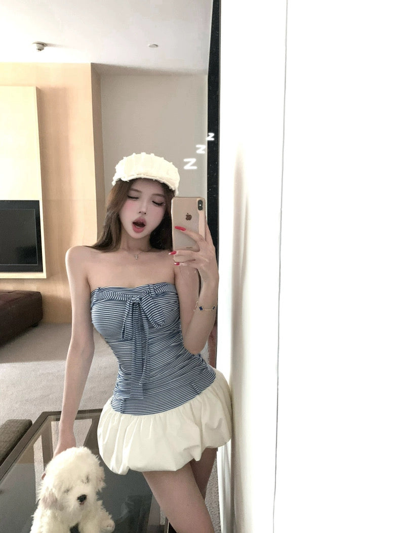 Blue Stripe Tube Dress