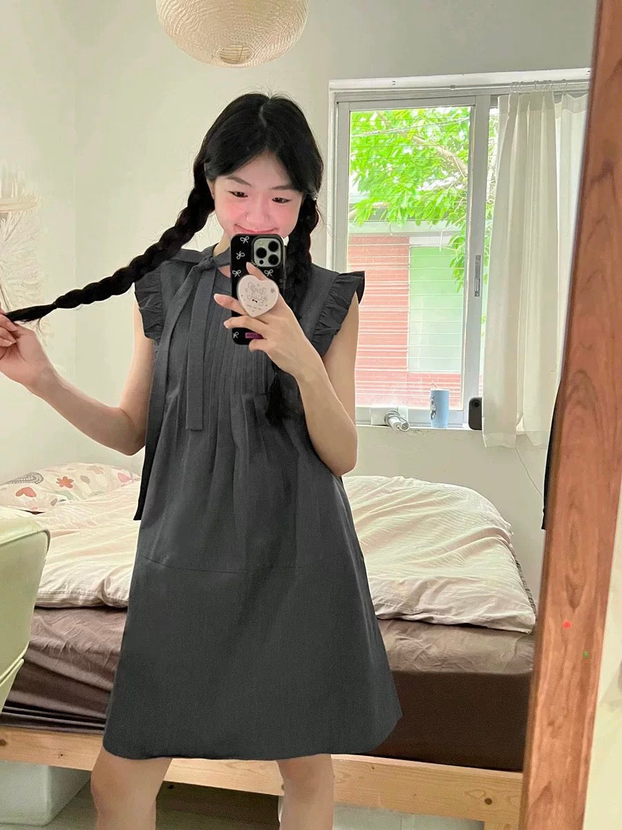 Dolly Ruffles Sleeve Grey Dress