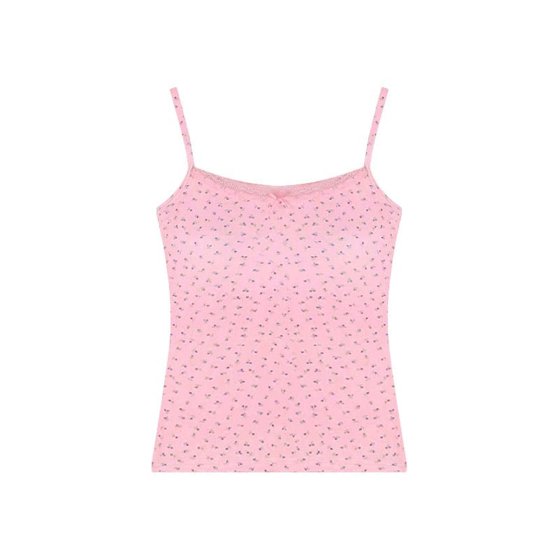 Mini Flower Basic Sleeveless Strap Top