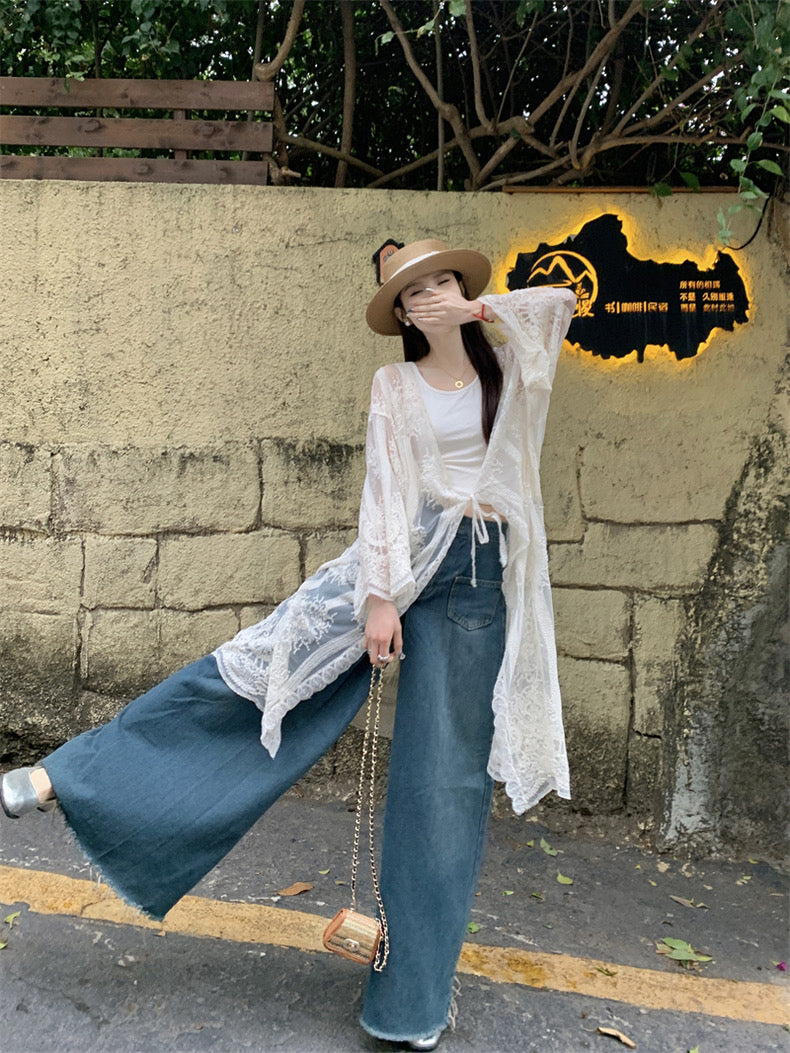 Embroidery Long Cardigan