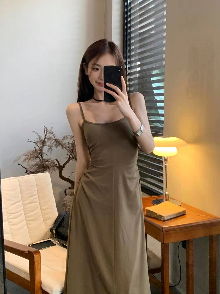 Bareback Waist Cut Long Dress