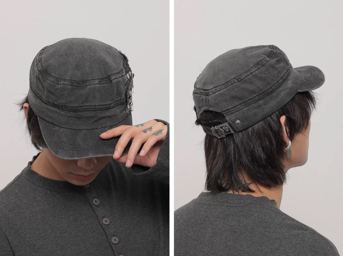 H36 Punk Zips Hat (White, Grey)