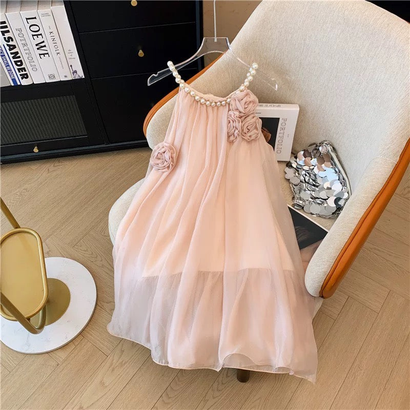 Chiffon 3D Roses Mini Dress