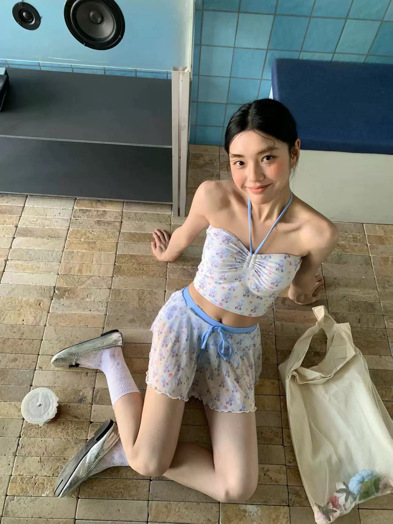Teddy Tube Top + Skirt Bikini BK33 Two Piece Set