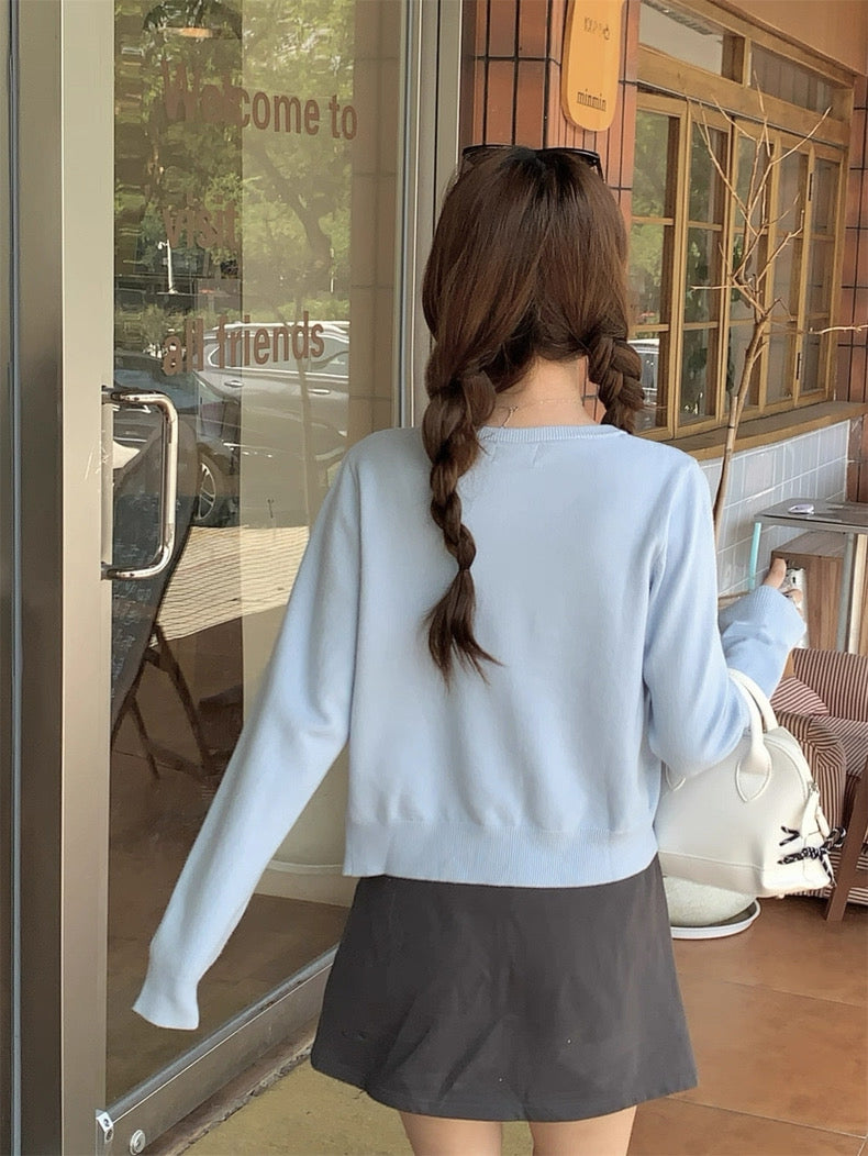 Ribbon Logo Long Sleeve Cardigan Top