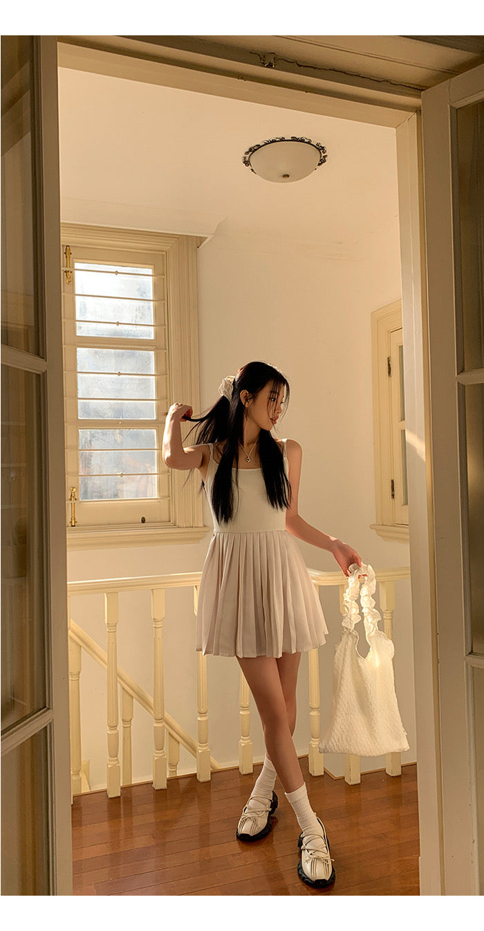 Anna Creamy Pleated Dress