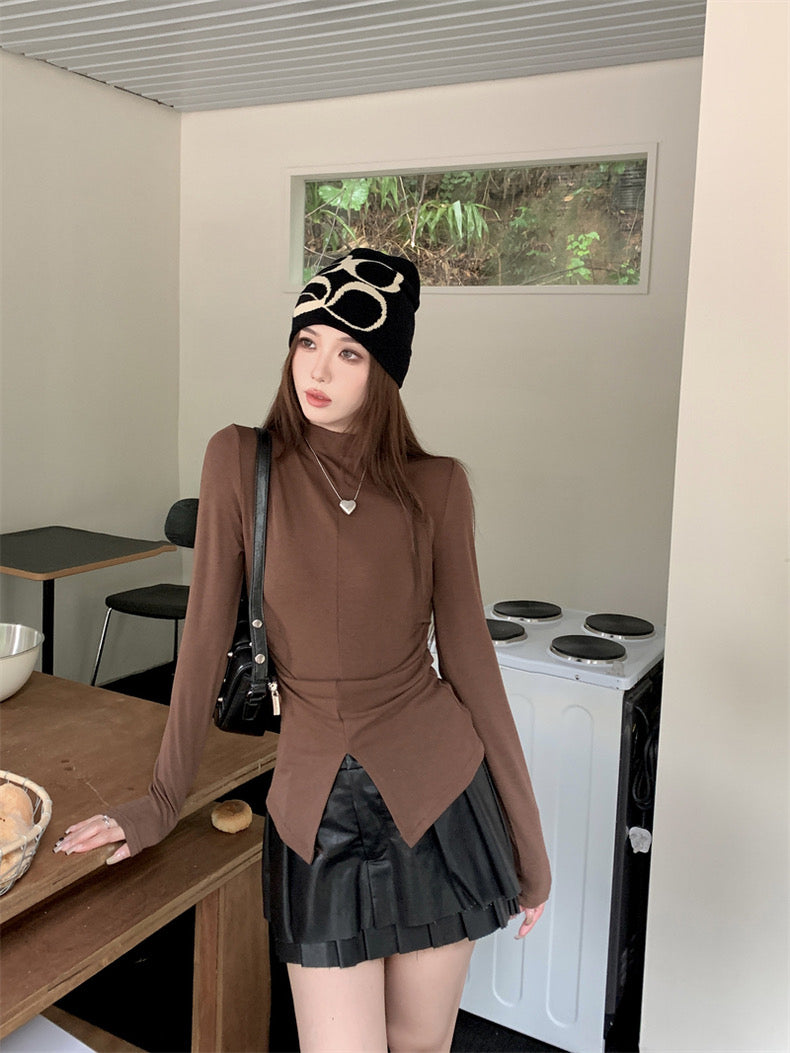 Halter Collar Long Sleeve Top