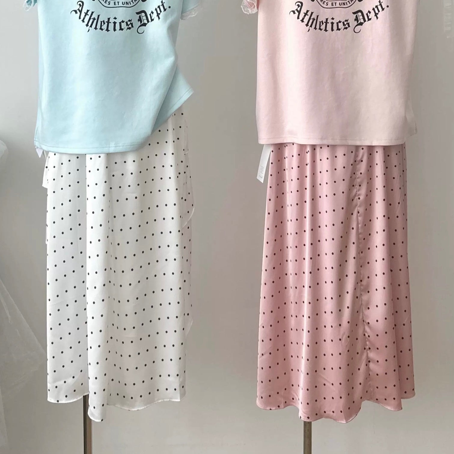 Unequal Polka Dot Silk Skirt
