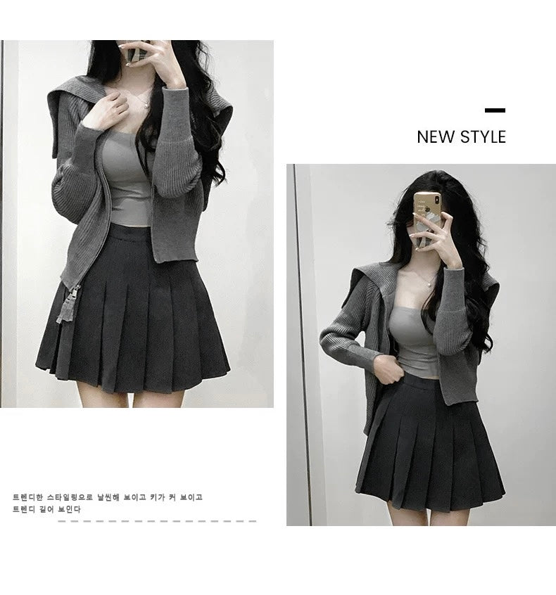 Basic High Waist Pleated Skirt
