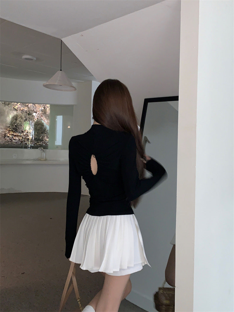 Halter Collar Long Sleeve Top