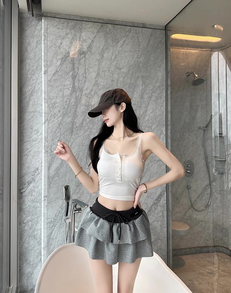 Navy Low Waist Cake Short Skirt