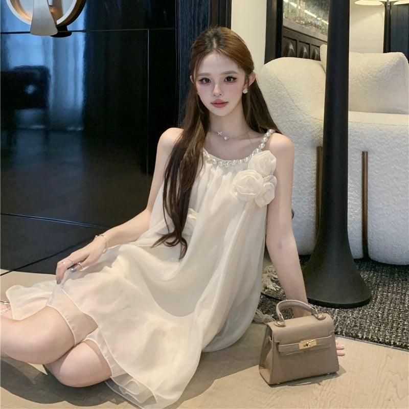 Chiffon 3D Roses Mini Dress