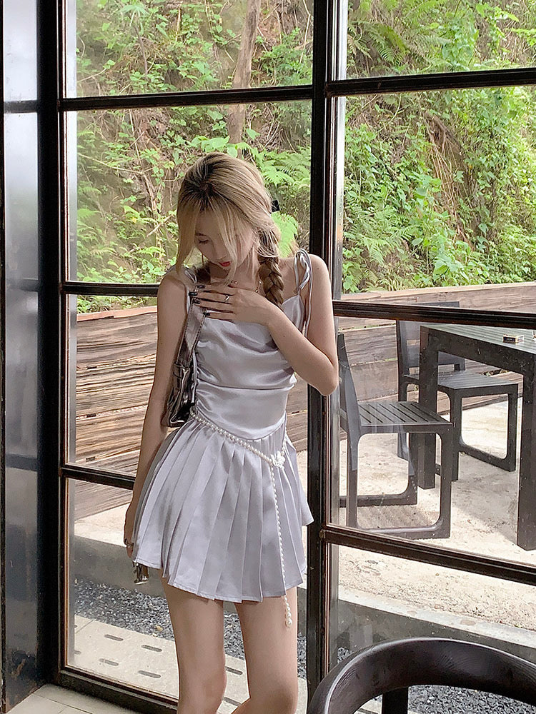 Ellie Silver Satin Dress (S)