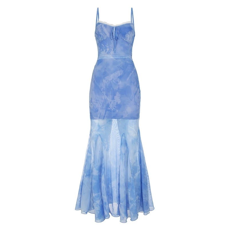 Lace Collar Blue, Purple Long Dress (S, M)