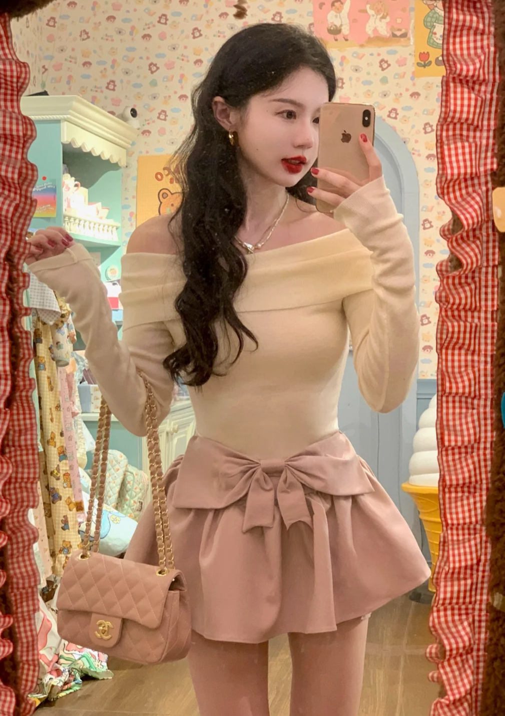 Bow Layered Mini Skirt (Blue, Pink) XS to S