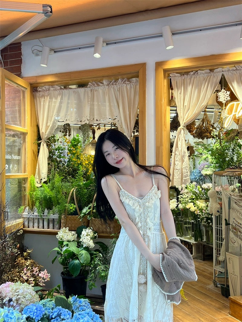 Bohemian Beige Lacey Strap Dress