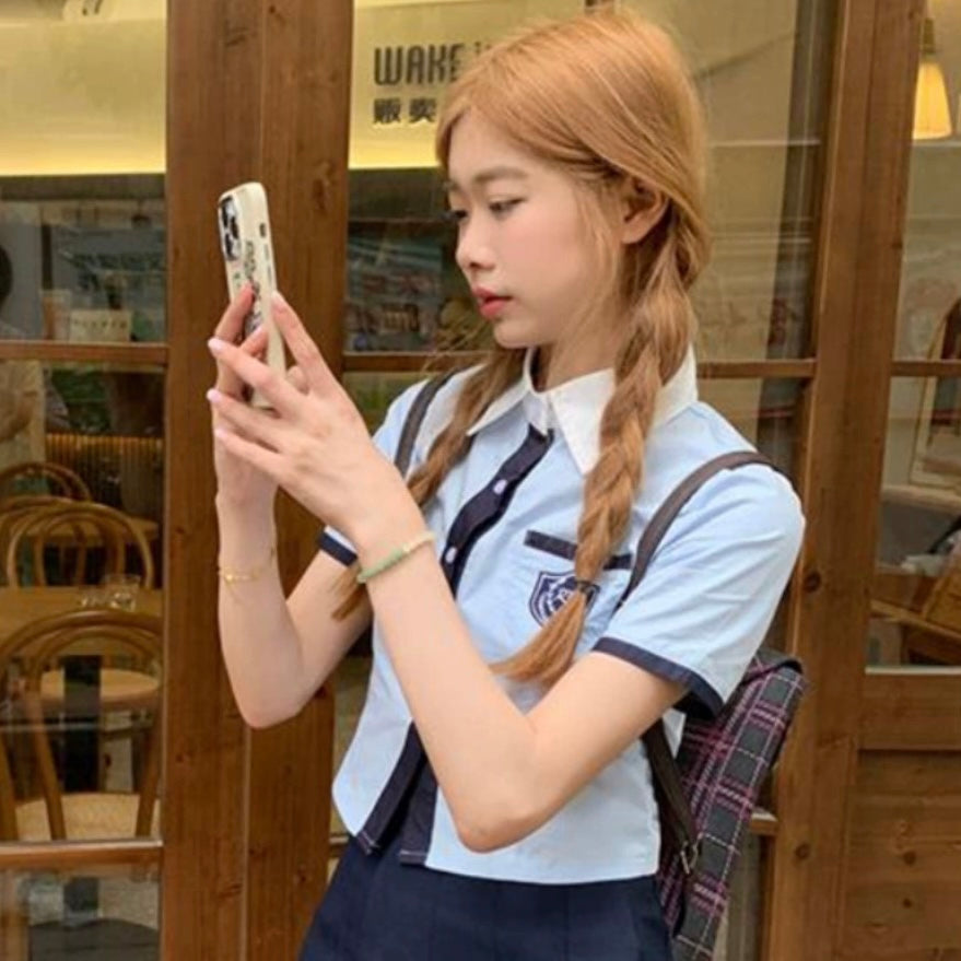 Uni Blue Short Sleeve Top