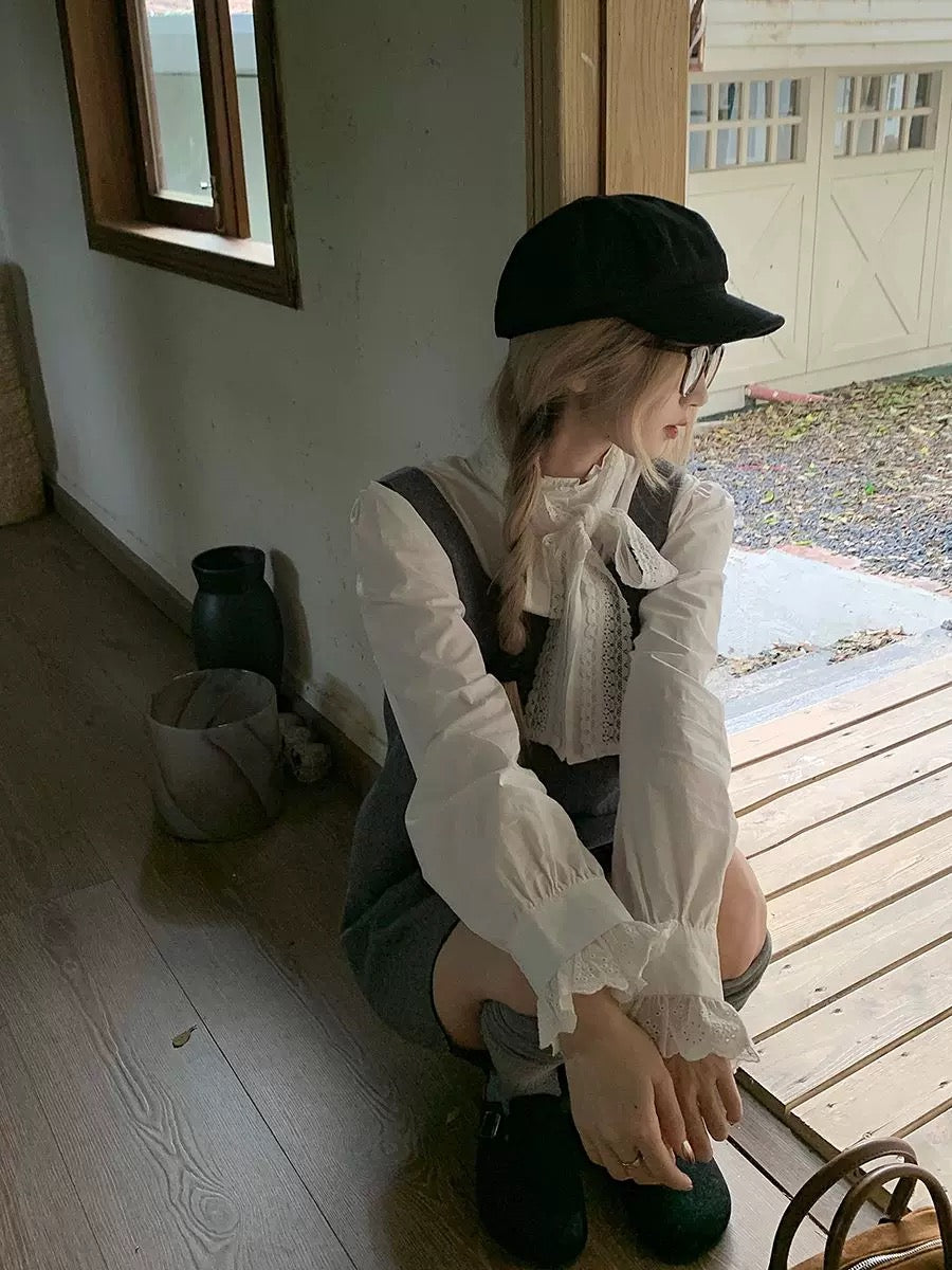 White Top + Grey Dress Two Pieces Set