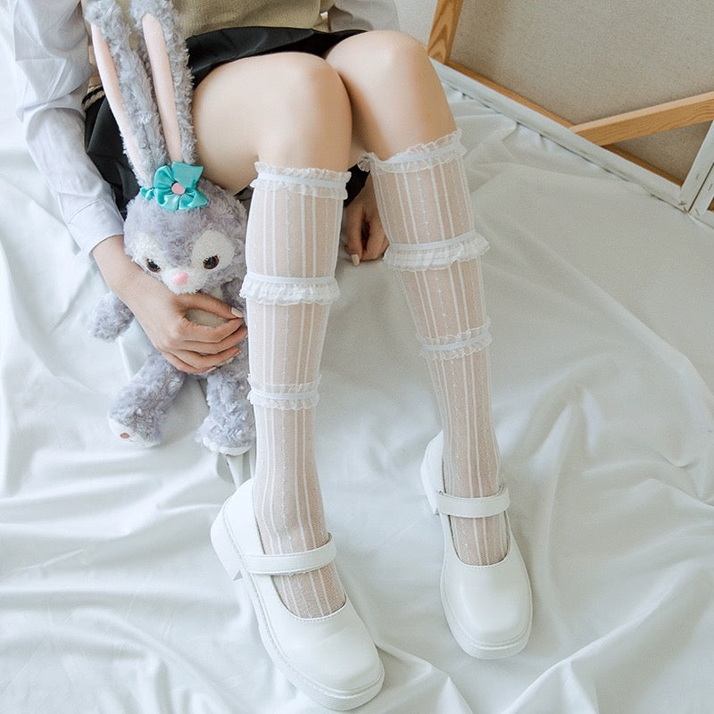 S006 Lace Socks (Grey)