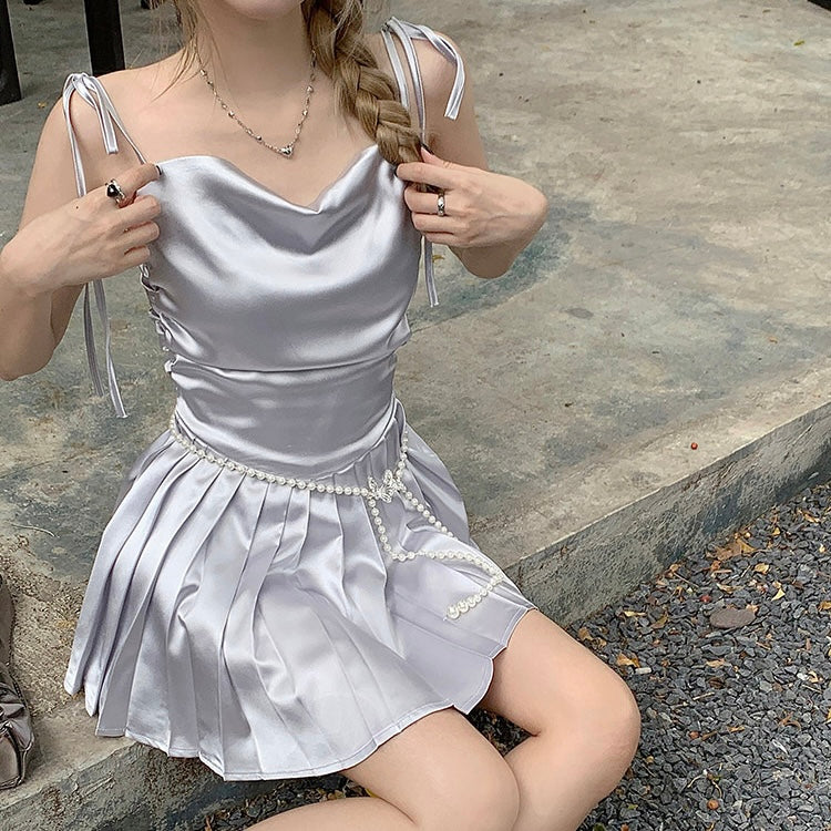 Ellie Silver Satin Dress (S)