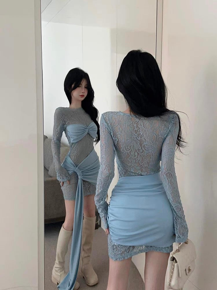 Lacey Blue Long Sleeve Mini Dress