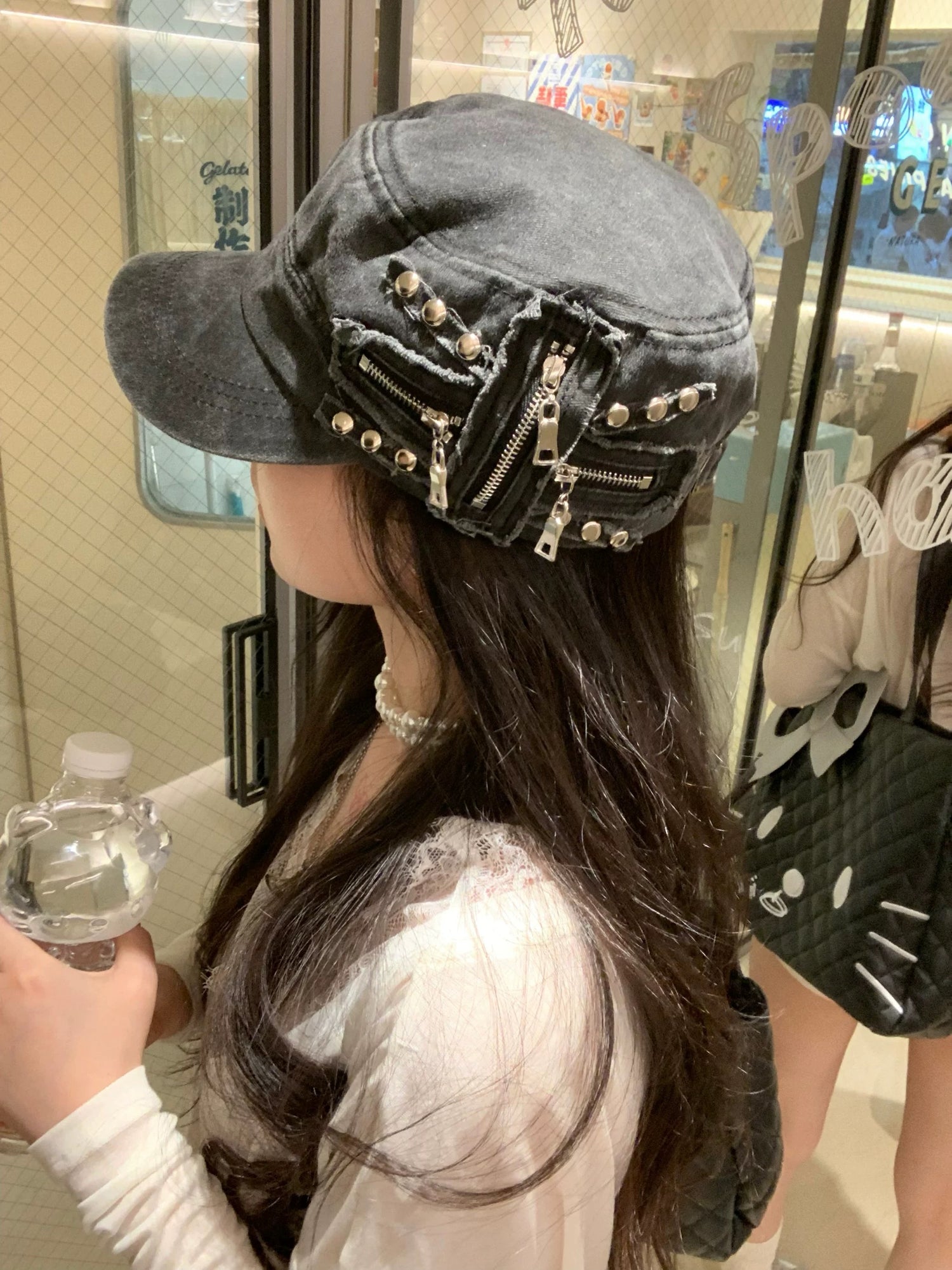 H36 Punk Zips Hat (White, Grey)