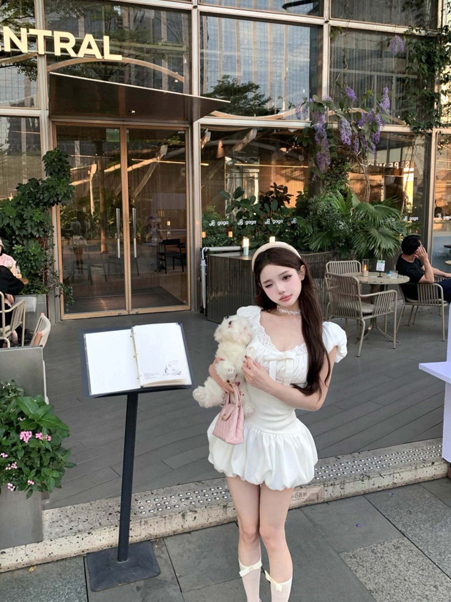 White Puff Sleeve Dress